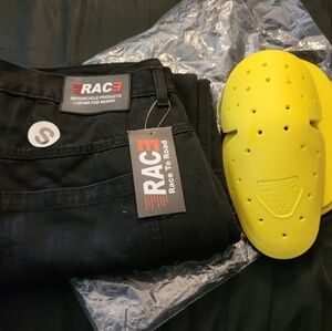 Mens Black Armored kevlar lined motorcycle jeans denim 42x28